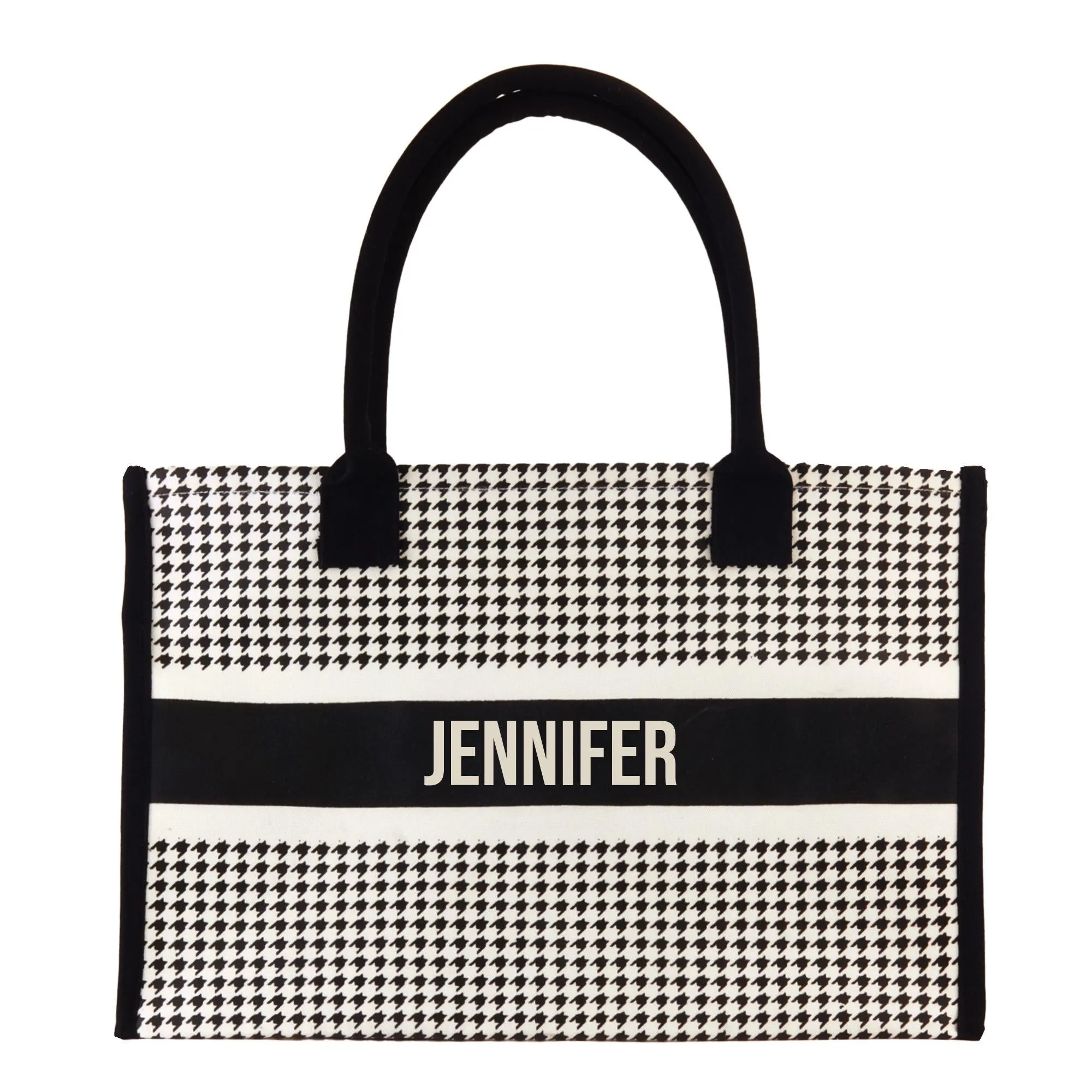 Custom Name Cotton Canvas Tote Bag Personalized Chic Pattern Tote Christmas Gift Bridesmaid Bag Premium Custom Tote Bag (PNTB1001)