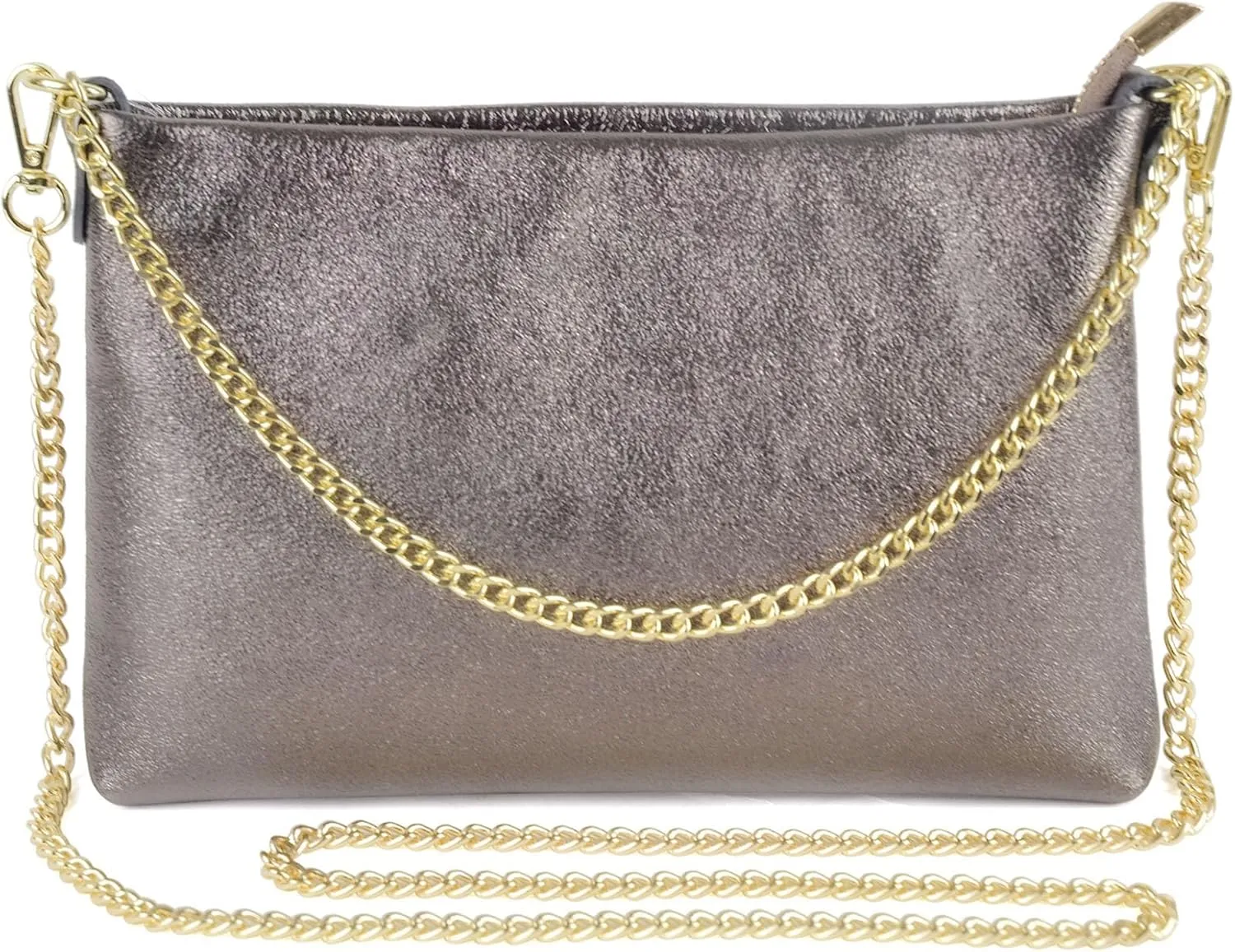 Dasein Italian Genuine Leather Handbag for Women Clutch Evening Bag Gold Chain Strap Shoulder Bag Crossbody Purse
