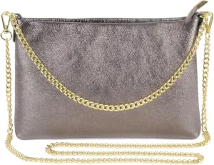 Dasein Italian Genuine Leather Handbag for Women Clutch Evening Bag Gold Chain Strap Shoulder Bag Crossbody Purse