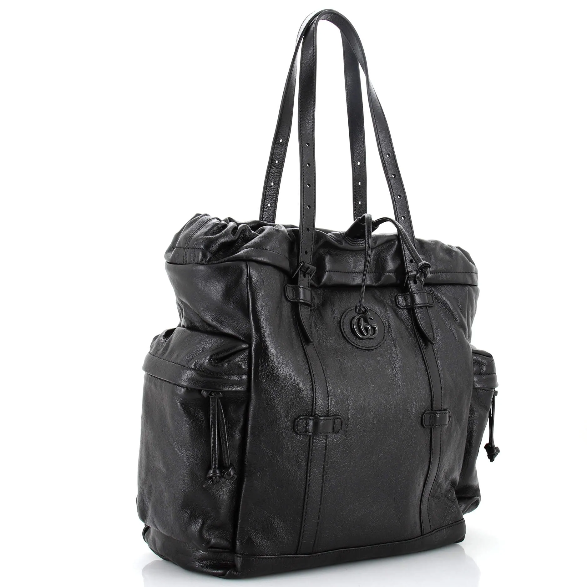 Double G Drawstring Tote Leather