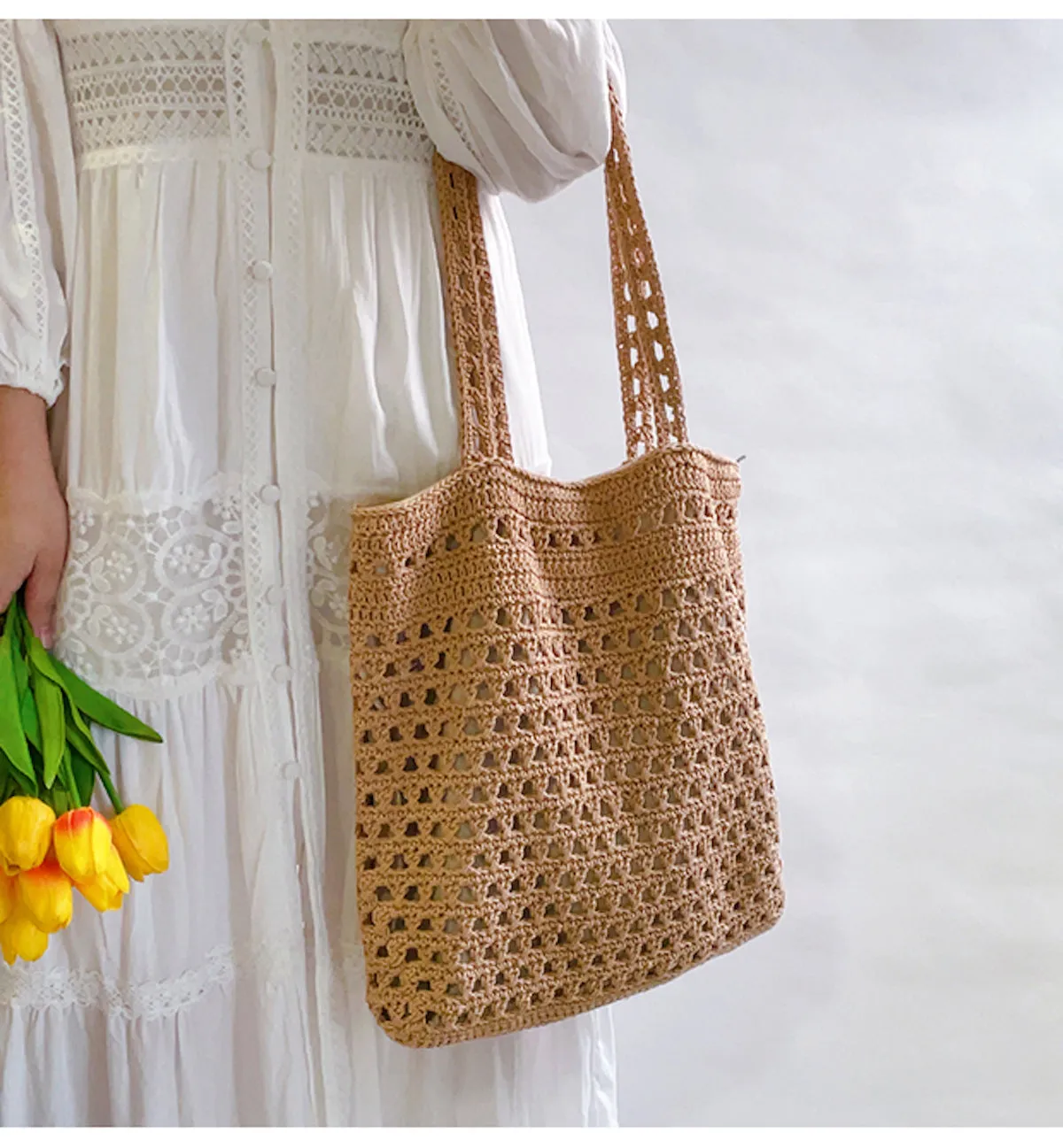 Elena Handbags Handmade Crochet Retro Style Tote Bag