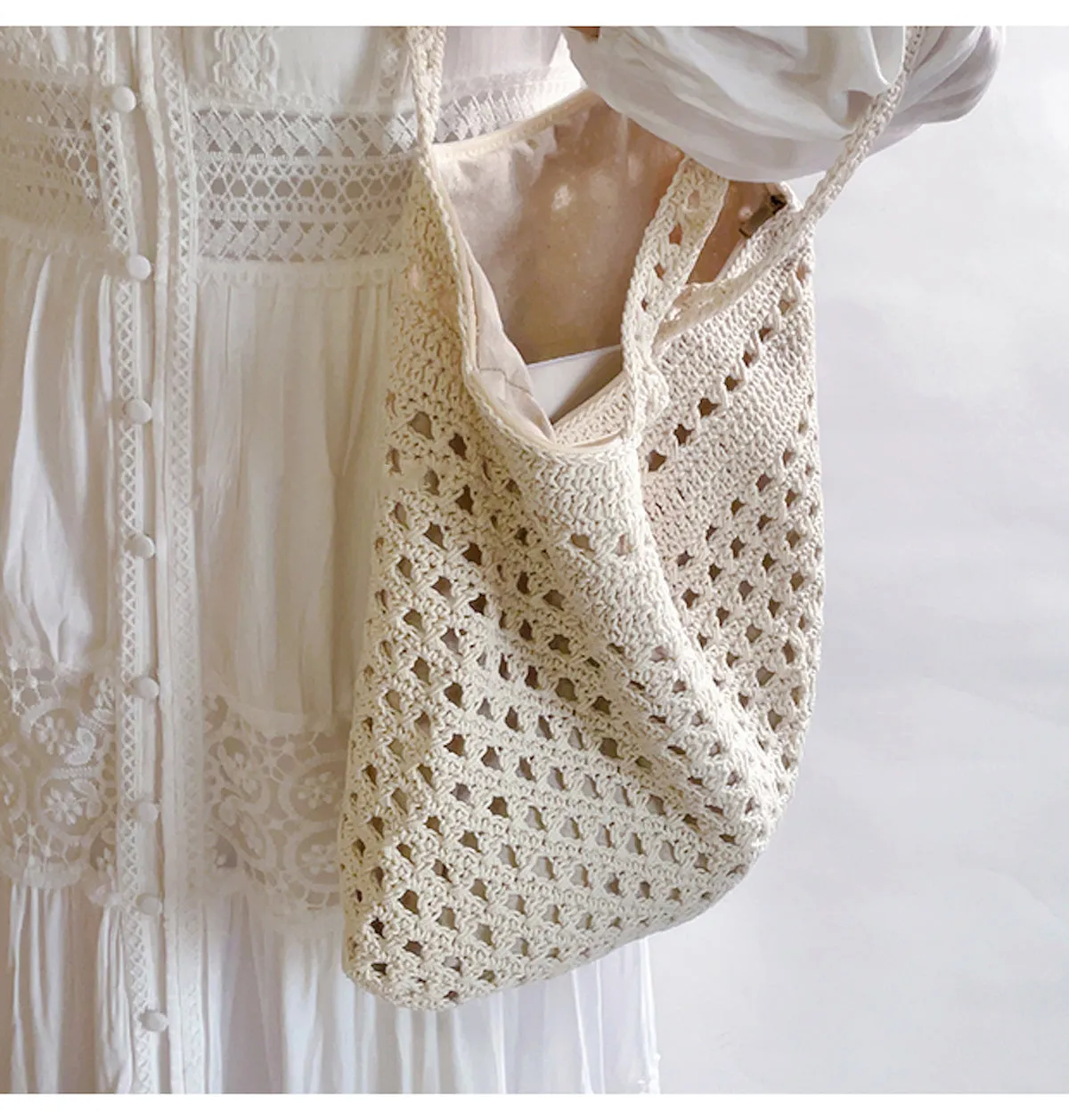 Elena Handbags Handmade Crochet Retro Style Tote Bag