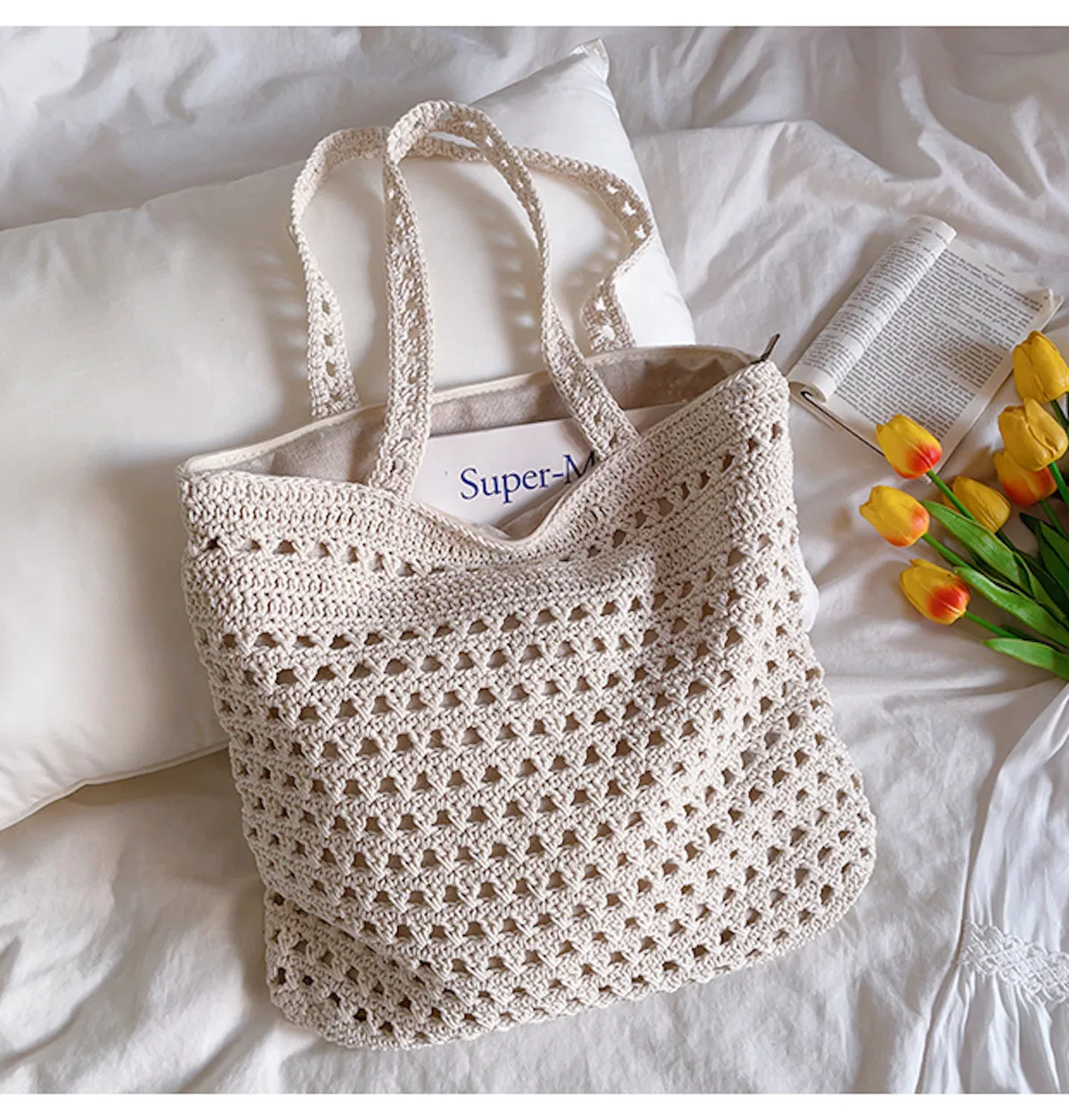Elena Handbags Handmade Crochet Retro Style Tote Bag