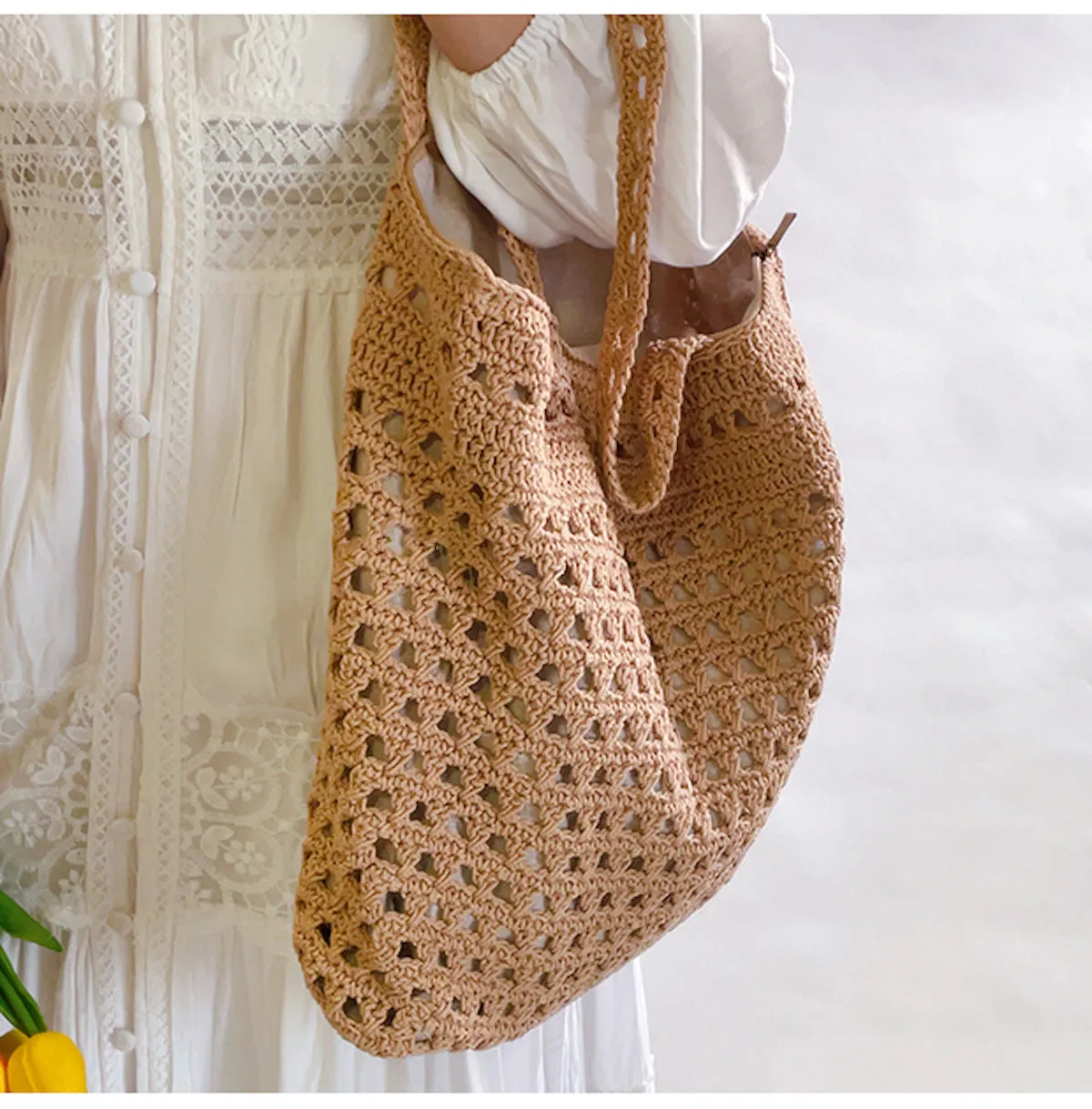 Elena Handbags Handmade Crochet Retro Style Tote Bag