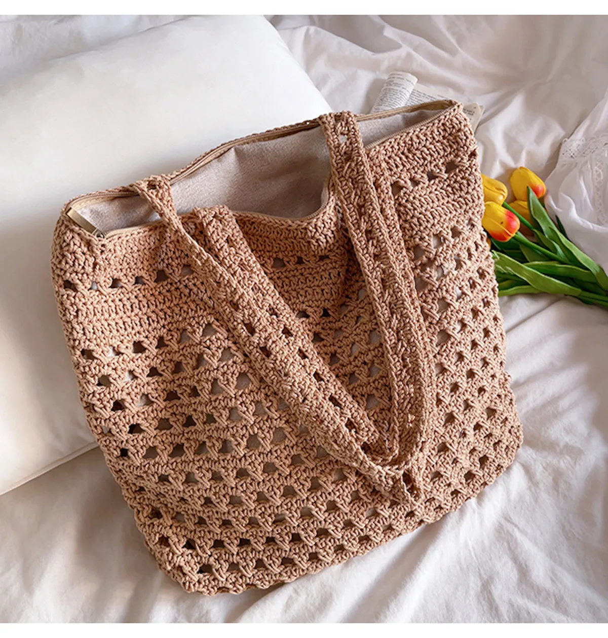 Elena Handbags Handmade Crochet Retro Style Tote Bag