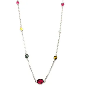 GC Interlocking Sterling Silver Multicoloured Enamel Necklace D