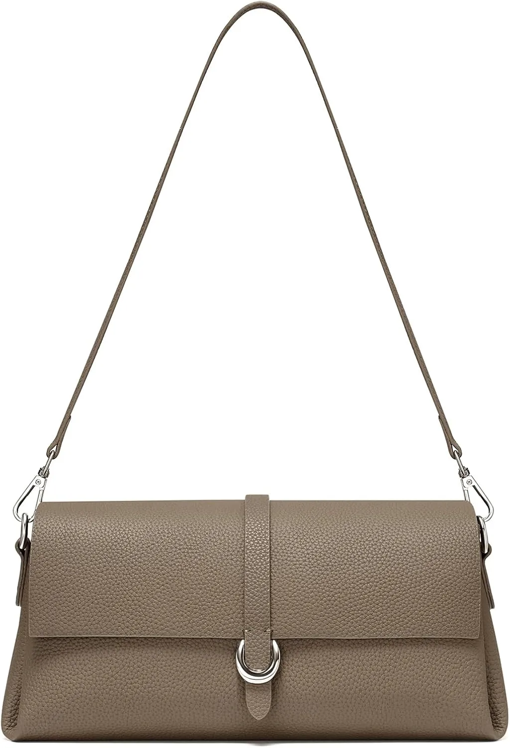 Genuine Leather Clutch Purses for Women Shoulder Bag Trendy Top-Handle Handbags with 2 Adjustable Straps