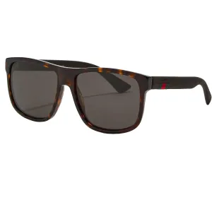 Gucci Men's Sunglasses - Havana Acetate Full Rim Square Frame Grey Lens | GG0010S 003