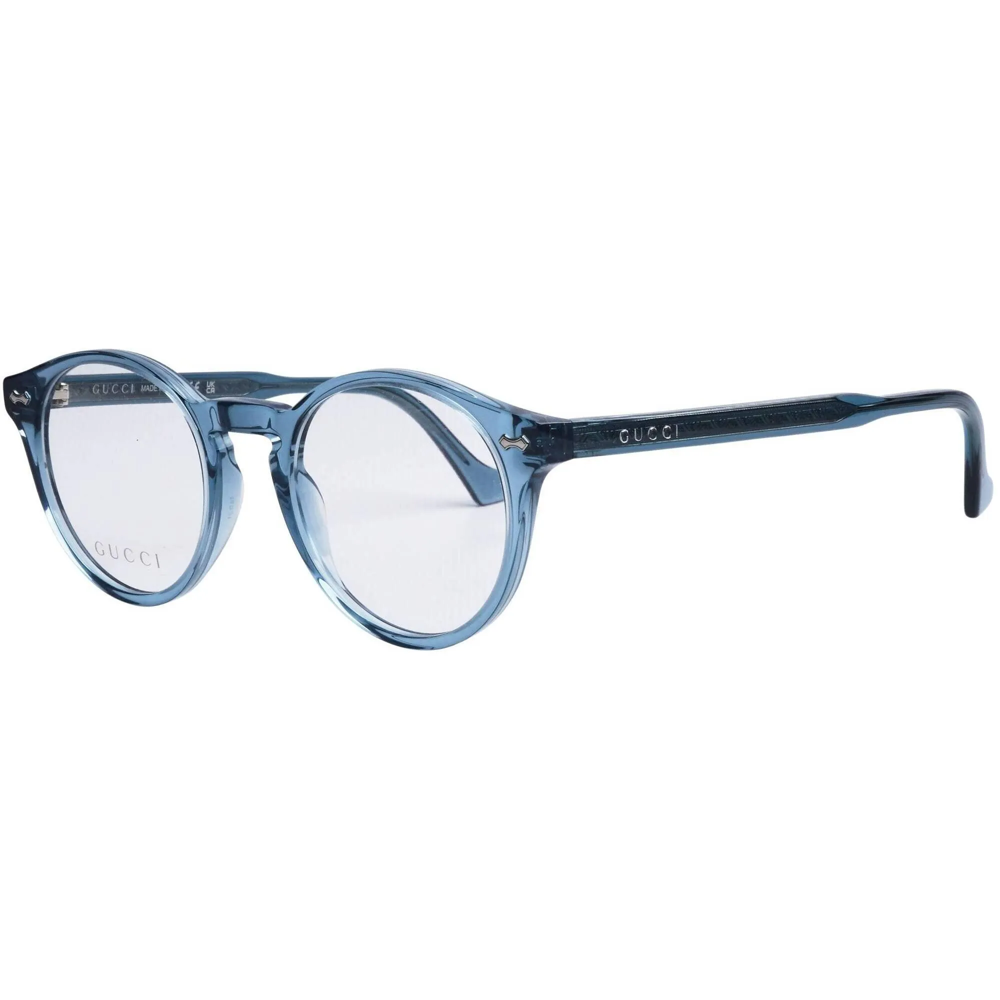 Gucci Unisex Eyeglasses - Blue Acetate Round Full Rim Frame Demo Lens | GG0738O 008