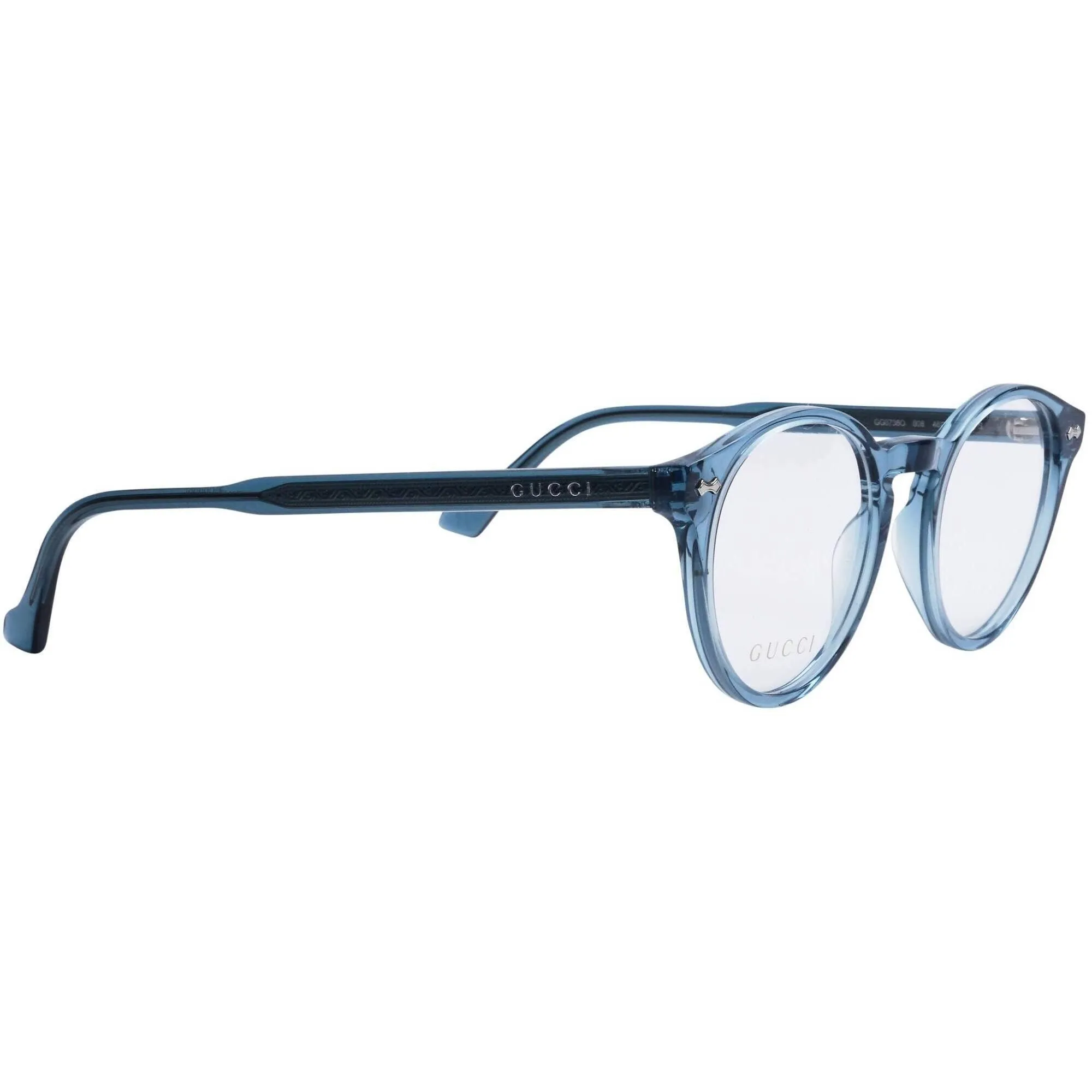 Gucci Unisex Eyeglasses - Blue Acetate Round Full Rim Frame Demo Lens | GG0738O 008