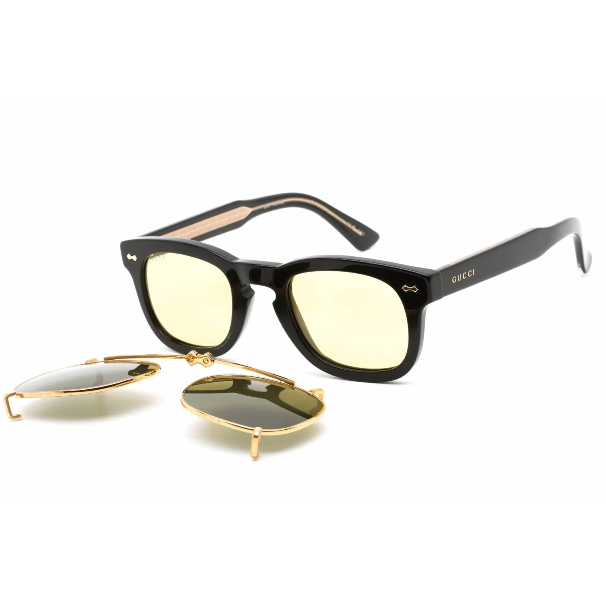 Gucci Unisex Sunglasses - Shiny Black Acetate Square Full Rim Frame | GG0182S 008