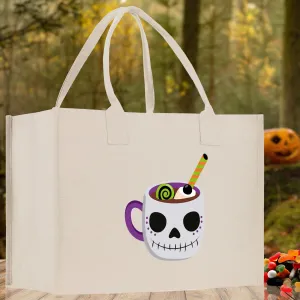 Halloween Trick or Treat Tote Bag Halloween Tote Bag for Kids Halloween Gift Halloween Candy Bag Halloween Doodles Cute Canvas Tote Bag