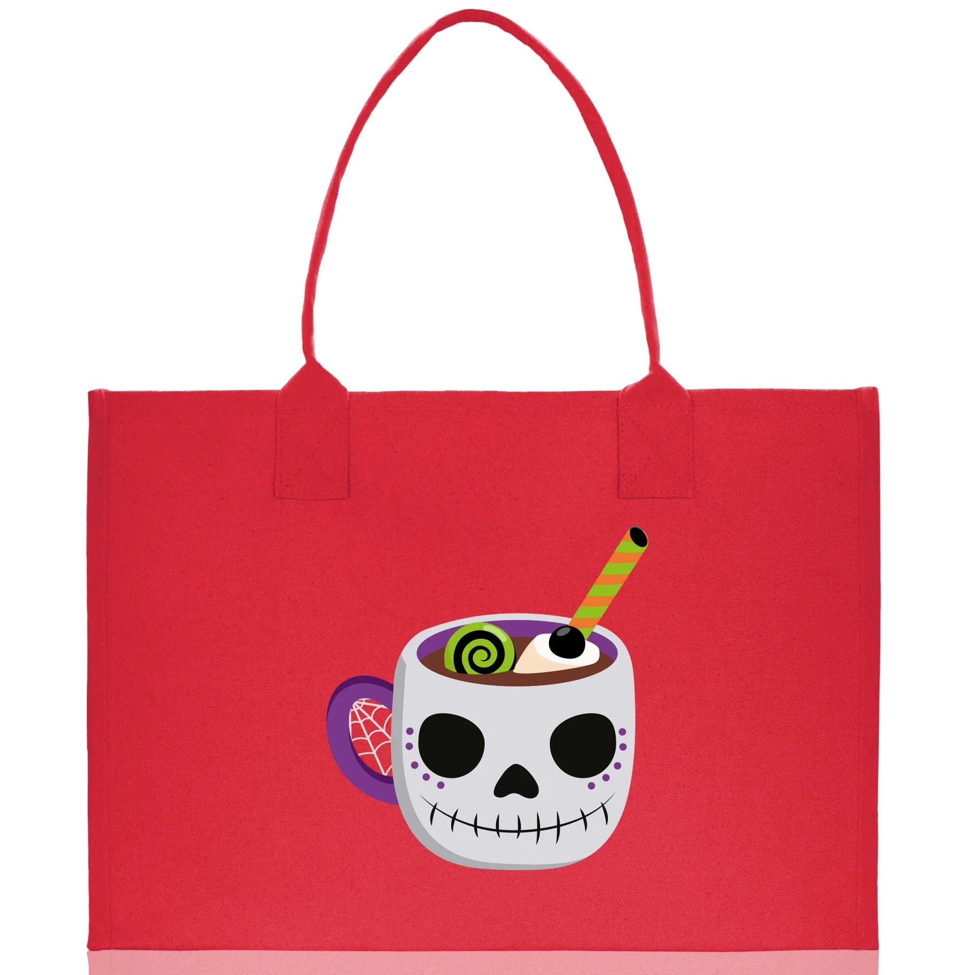 Halloween Trick or Treat Tote Bag Halloween Tote Bag for Kids Halloween Gift Halloween Candy Bag Halloween Doodles Cute Canvas Tote Bag