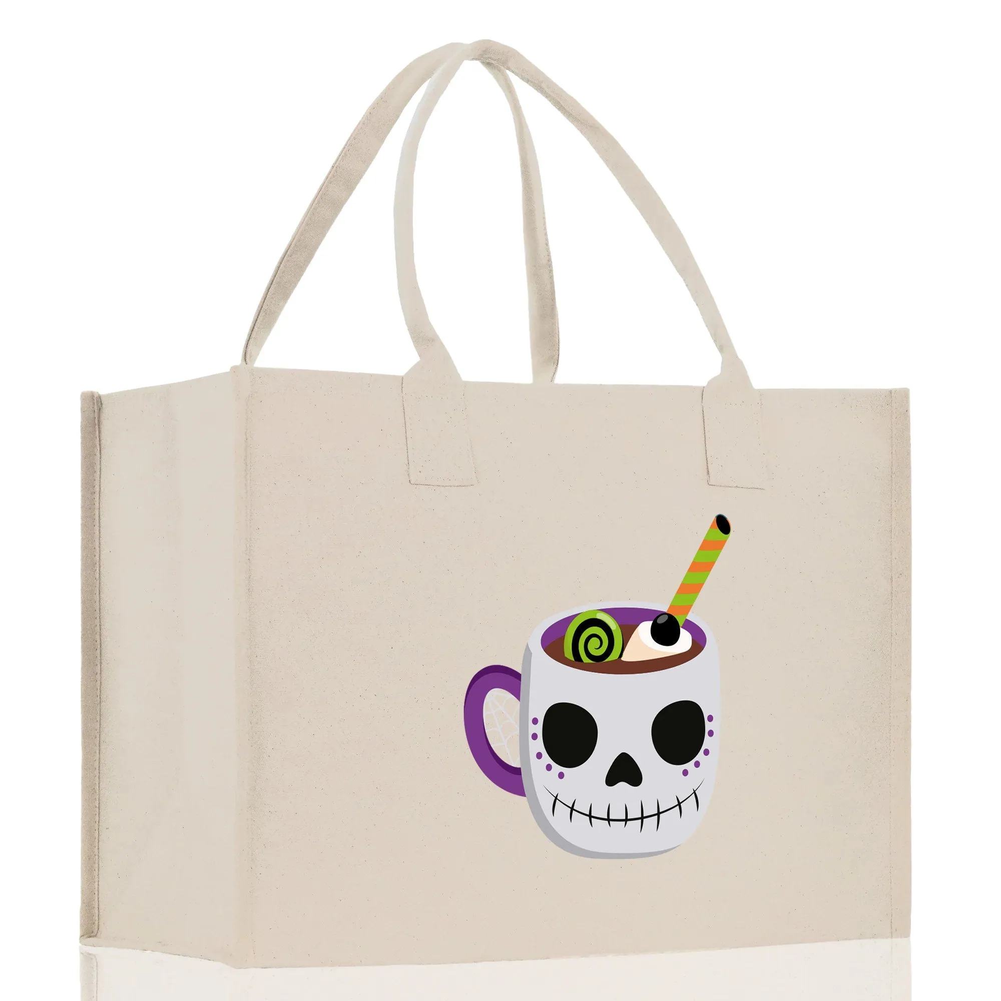 Halloween Trick or Treat Tote Bag Halloween Tote Bag for Kids Halloween Gift Halloween Candy Bag Halloween Doodles Cute Canvas Tote Bag