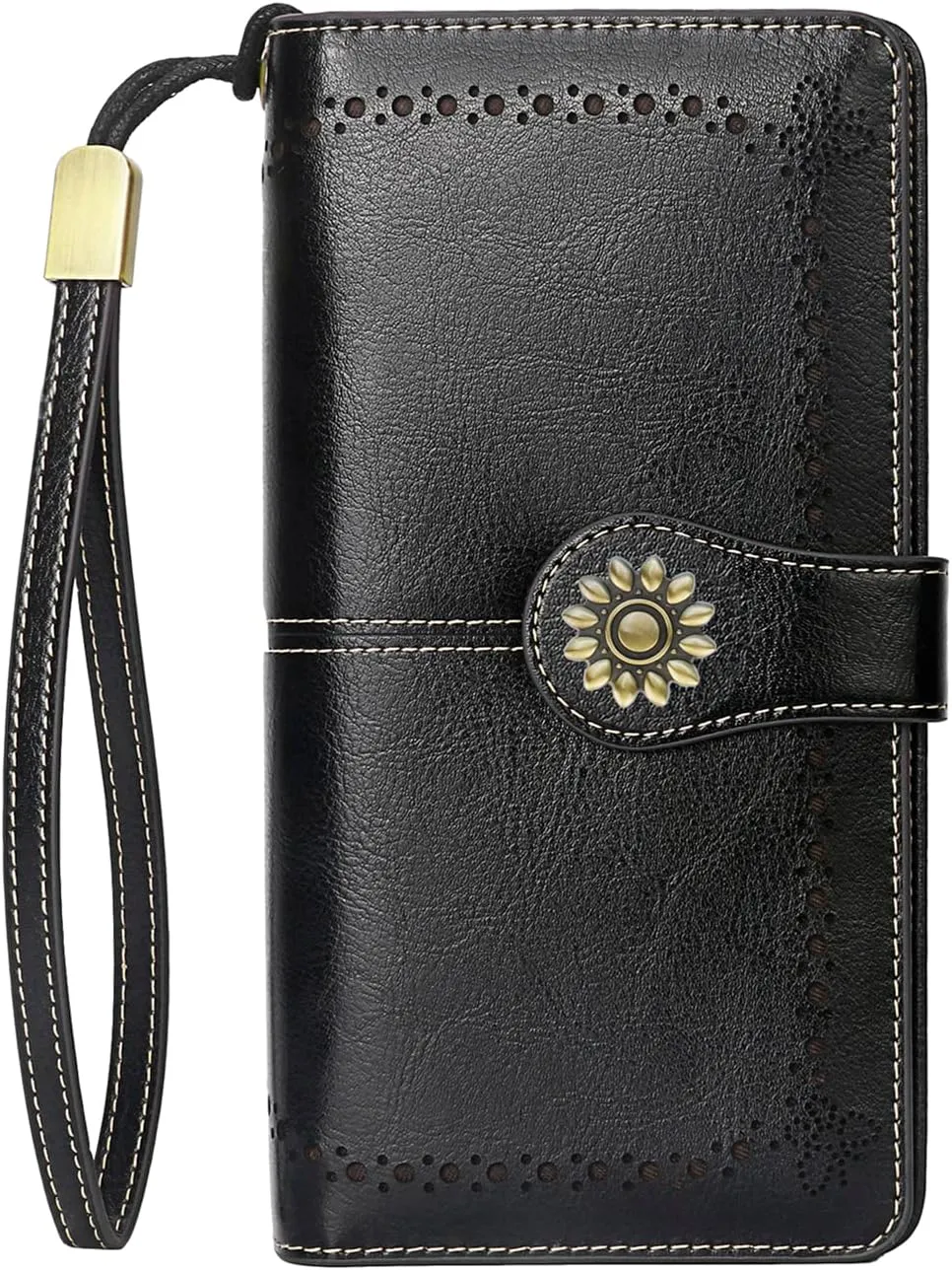 Lavemi Womens Large Capacity Genuine Leather RFID Blocking Wallets Wristlet Clutch Card Holder