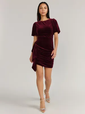Lena Puff Sleeve Velvet Ruched Dress - Brands We Love