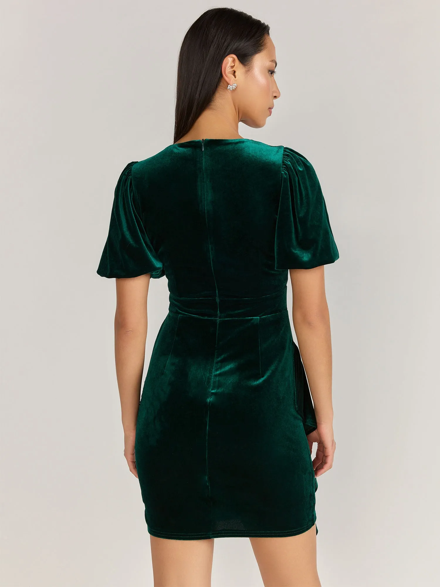 Lena Puff Sleeve Velvet Ruched Dress - Brands We Love
