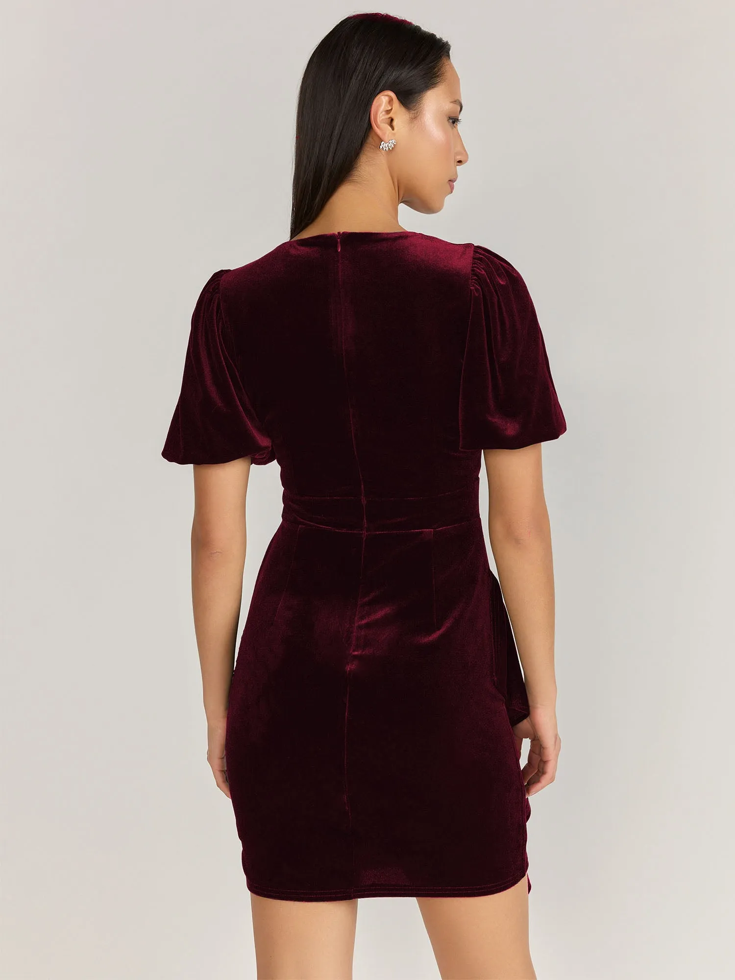 Lena Puff Sleeve Velvet Ruched Dress - Brands We Love