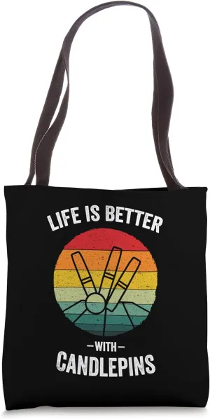 Life is better with Candlepins | Vintage Candlepin Bowling Tote Bag
