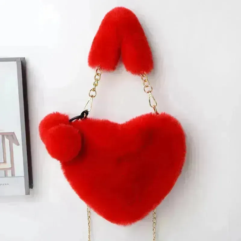 Love Bags Soft Plush Handbags Women Valentine's Day Party Bag
