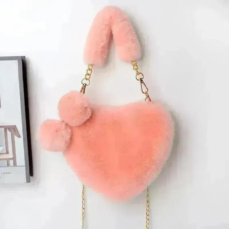 Love Bags Soft Plush Handbags Women Valentine's Day Party Bag
