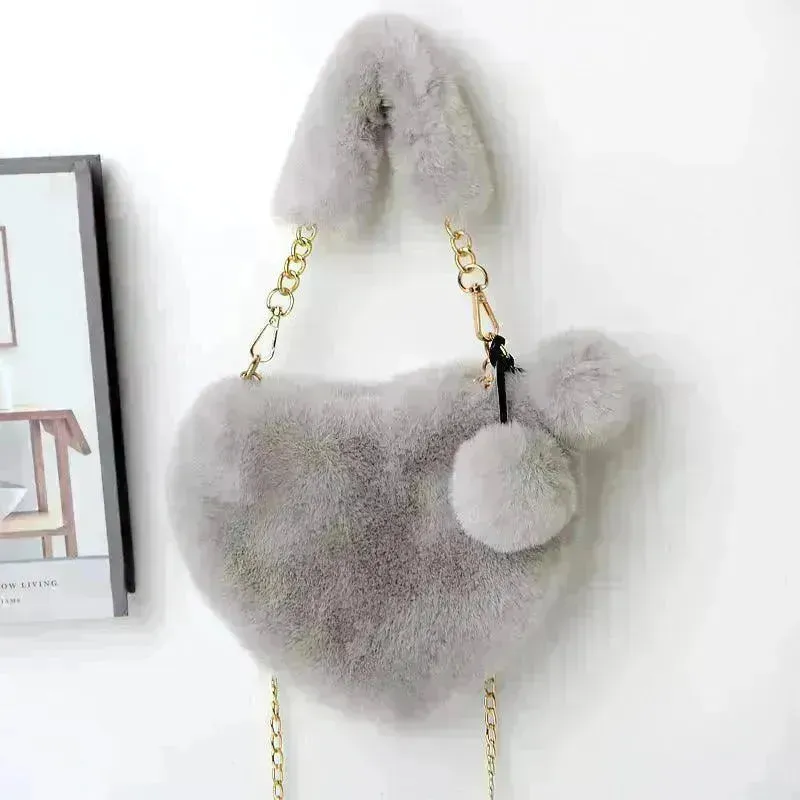 Love Bags Soft Plush Handbags Women Valentine's Day Party Bag