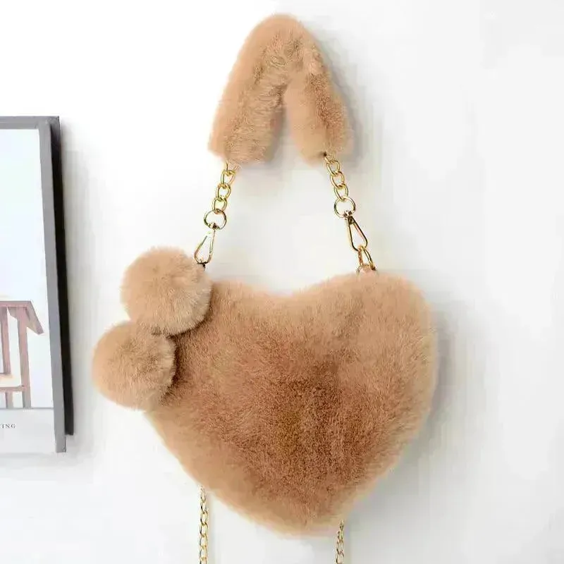 Love Bags Soft Plush Handbags Women Valentine's Day Party Bag
