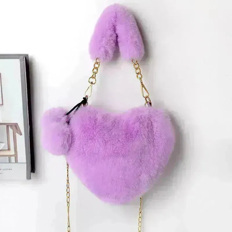 Love Bags Soft Plush Handbags Women Valentine's Day Party Bag