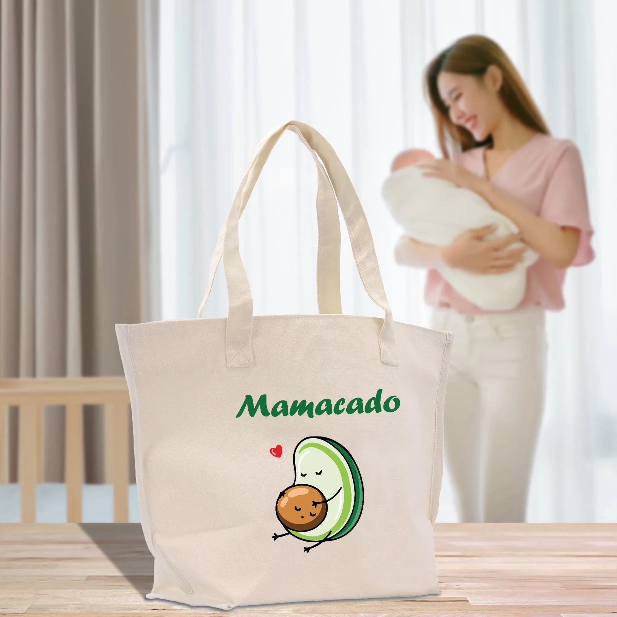 Mamacado Cotton Canvas Hand Bag New Mother Gift Avacado Hand Bag New Mom Gift Idea Baby Shower Gift Mothers Day Gift (MTB1002)
