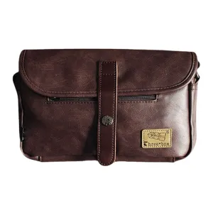 Men PU Leahter Solid Color Flap-Over Crossbody Bags Large Capacity Shoulder Bag Travel