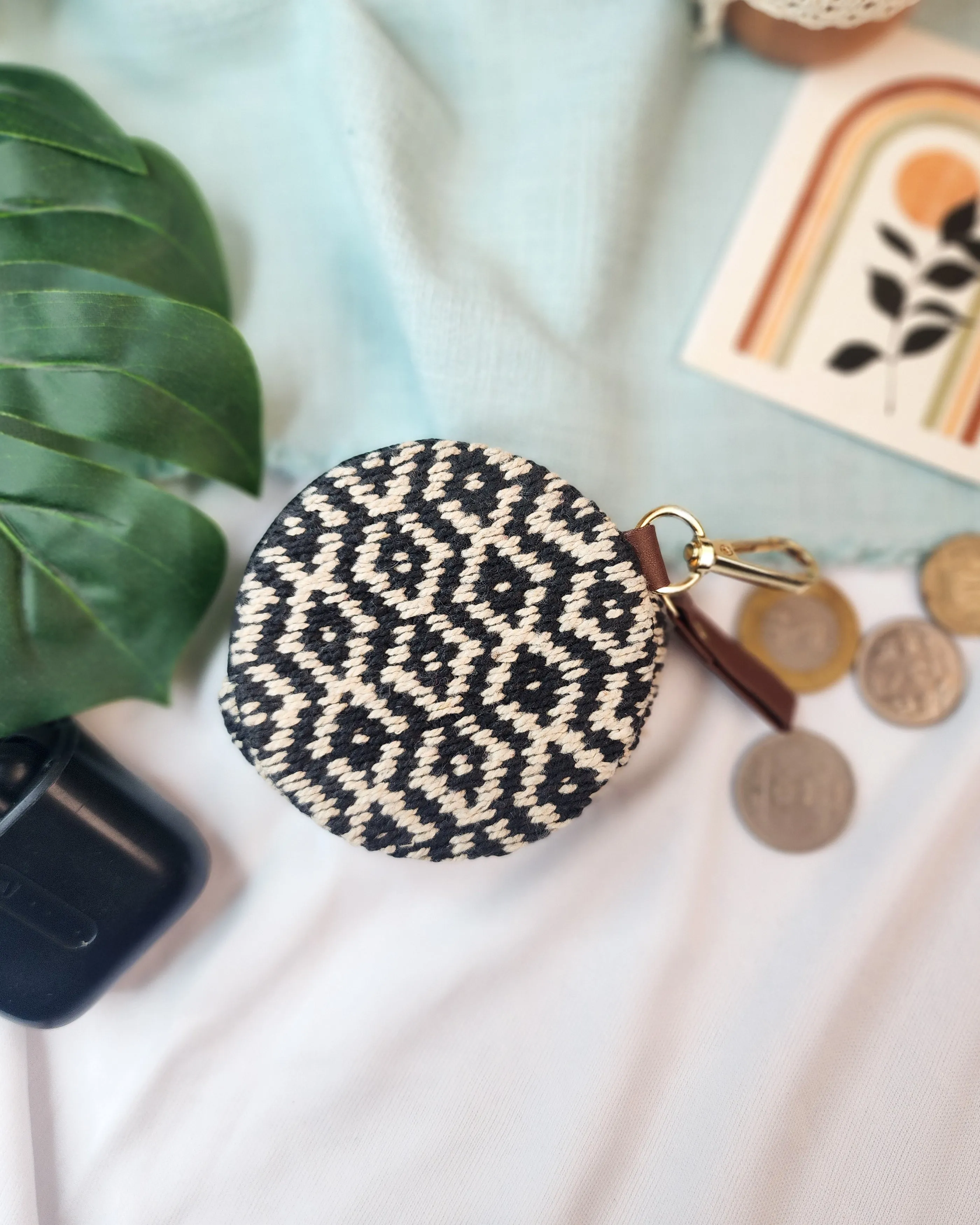 Monochrome Chevron Coin Pouch