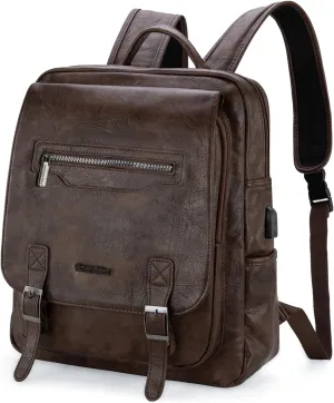 Montana West Laptop Backpack Purse for Women Men Unisex Vintage Backpack Casual Daypack for Travel Work with USB Charging Port