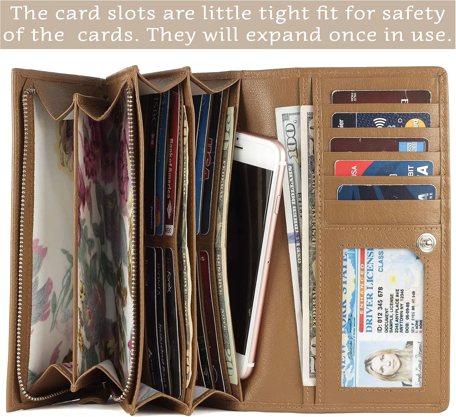 Mou Meraki Women RFID Blocking Genuine Leather Bifold Wallet-Clutch For Women-Shield Against Identity Theft