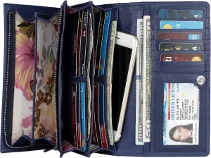 Mou Meraki Women RFID Blocking Genuine Leather Bifold Wallet-Clutch For Women-Shield Against Identity Theft