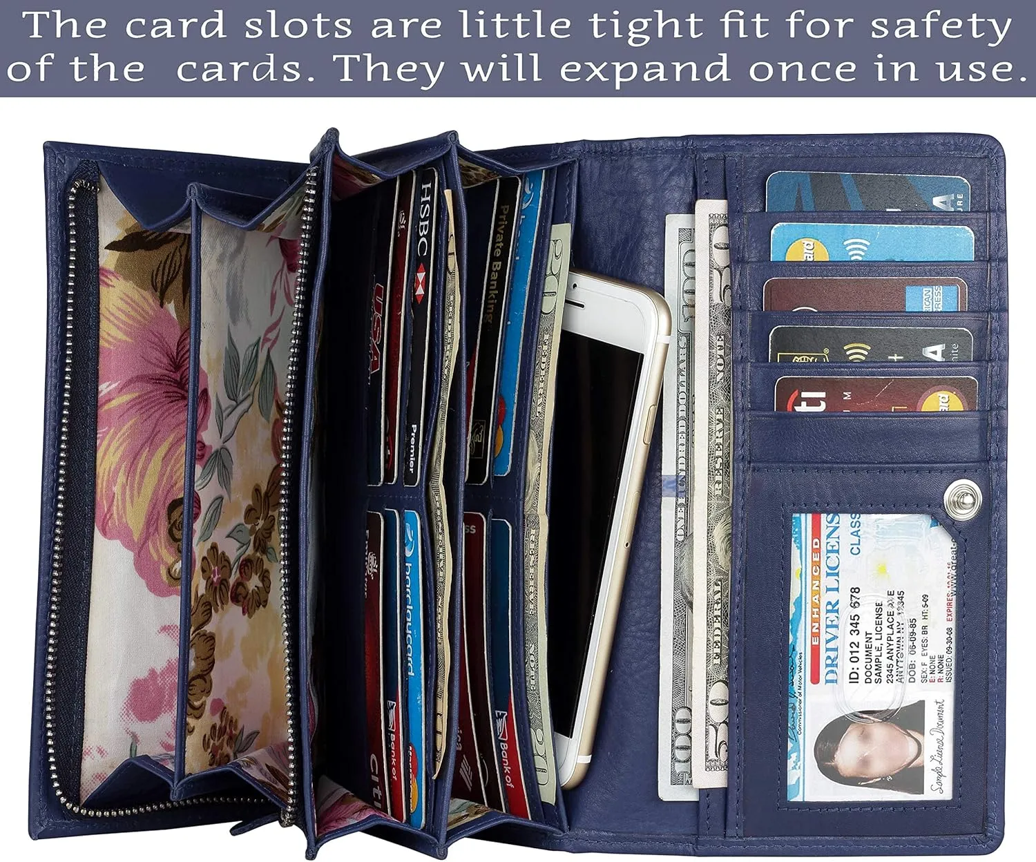 Mou Meraki Women RFID Blocking Genuine Leather Bifold Wallet-Clutch For Women-Shield Against Identity Theft