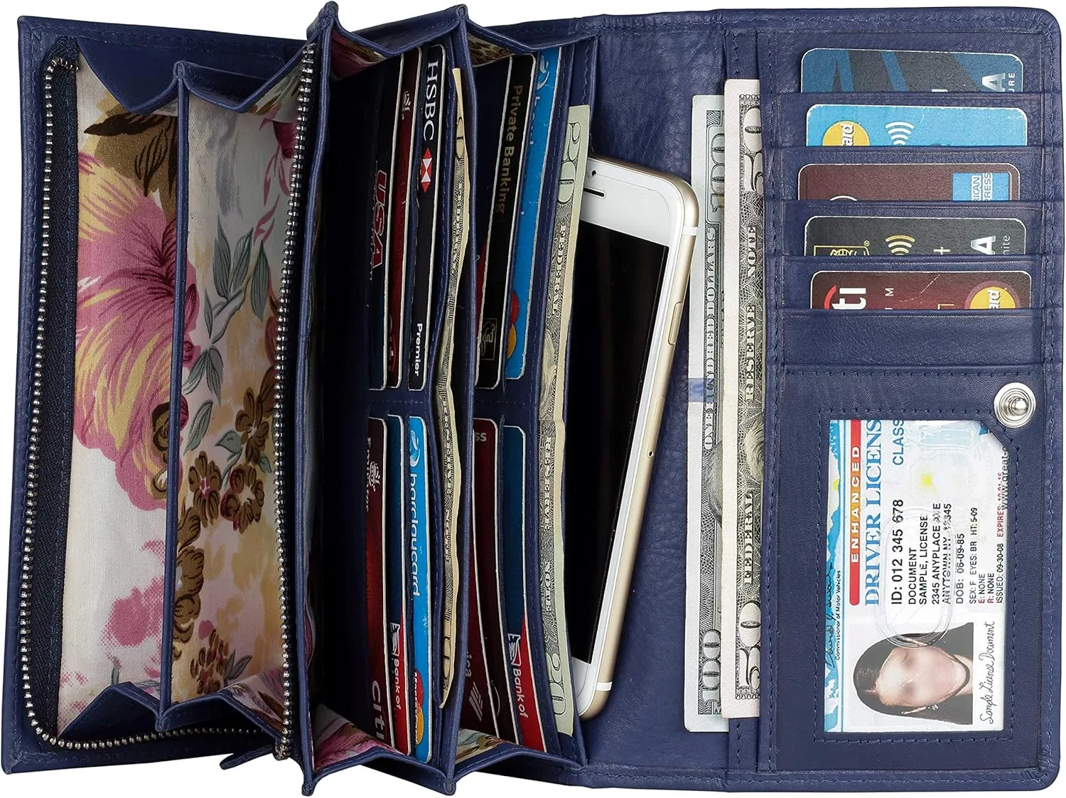 Mou Meraki Women RFID Blocking Genuine Leather Bifold Wallet-Clutch For Women-Shield Against Identity Theft