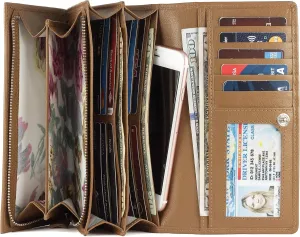 Mou Meraki Women RFID Blocking Genuine Leather Bifold Wallet-Clutch For Women-Shield Against Identity Theft