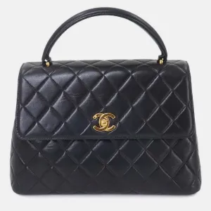 Navy Leather Matelasse Handbag