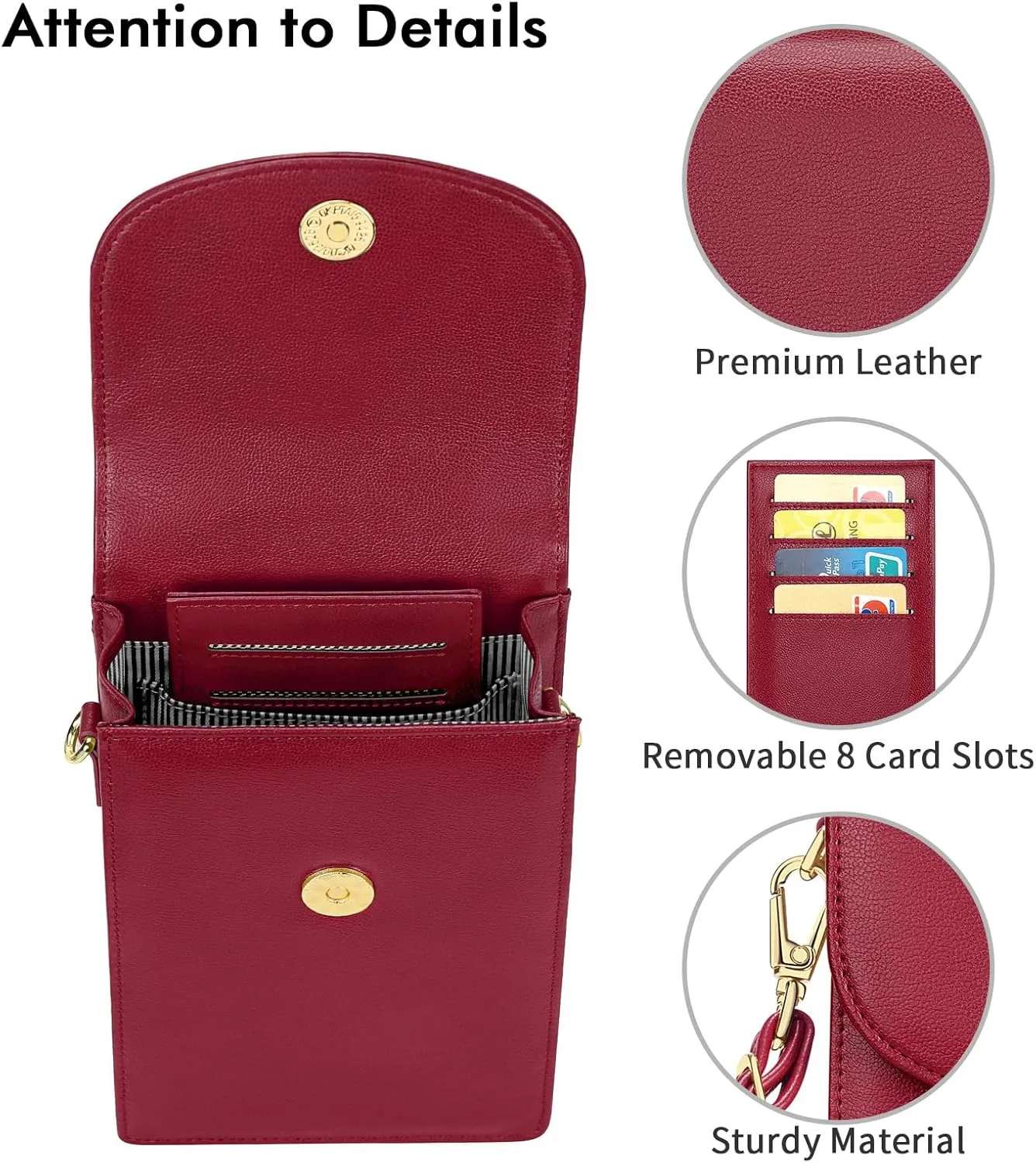 nuoku Crossbody Phone Bag for Women, Mini Crossbody Purse, Small Phone Wallet Crossbody with Removable Card Holder