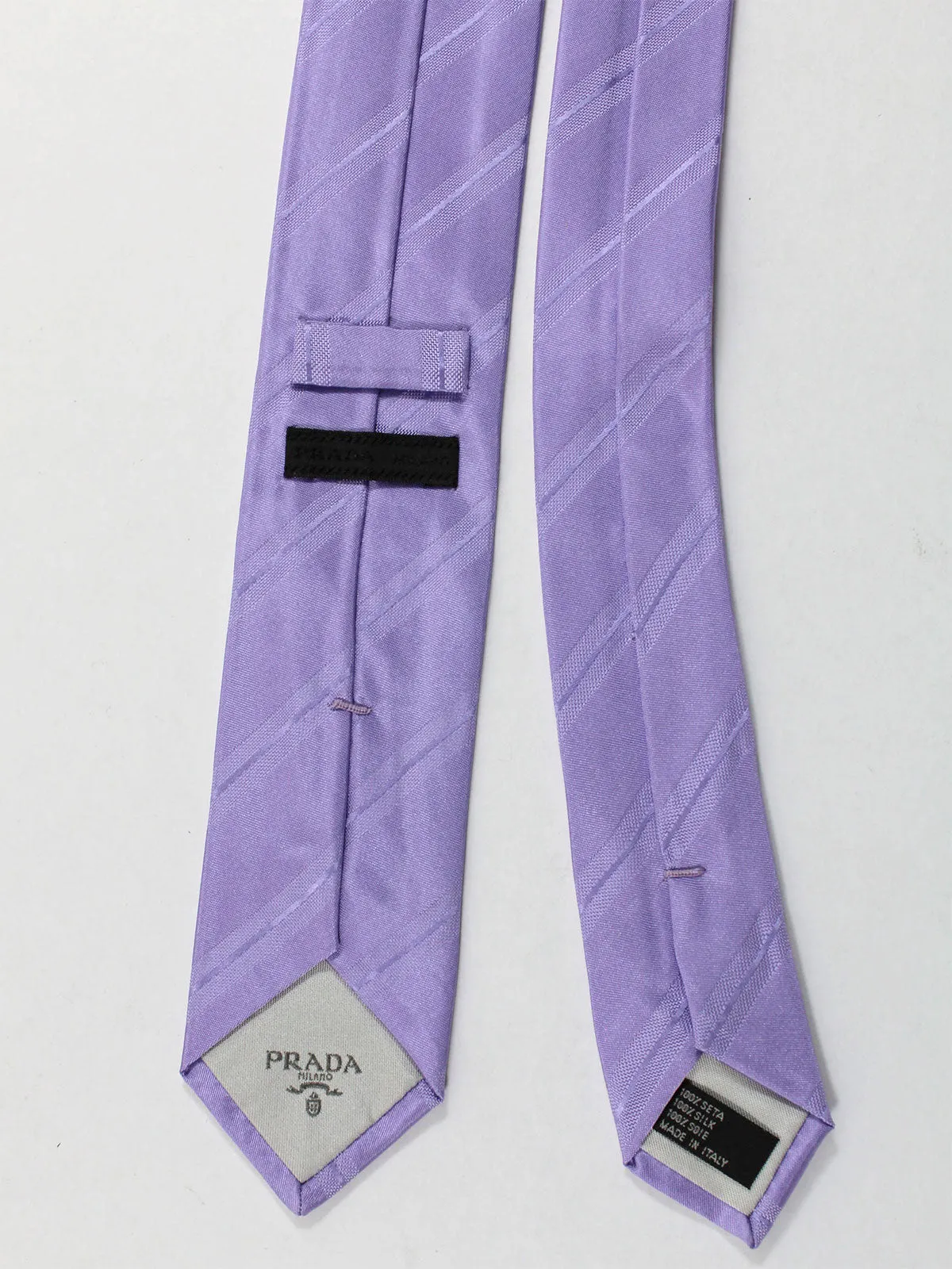 Prada Silk Tie Lilac Stripes Design - Skinny Necktie SALE