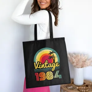 Retro Vintage 1984 Tote Bag, Perfect for Birthdays, Cotton Bag for Life, Reusable Grocery Bag, Beach Bag with 80s Design