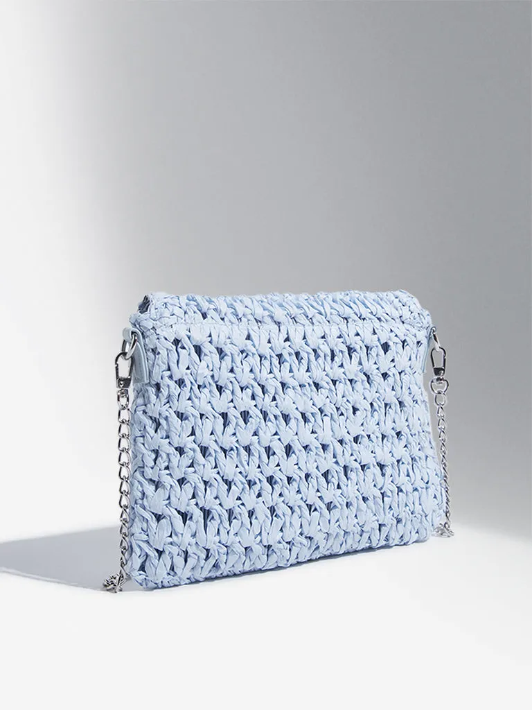 Studiowest Light Blue Woven-Textured Sling Bag