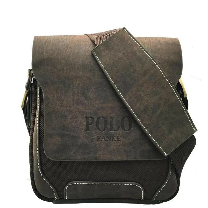 Stylish Mens Polo Messenger Bag in Leather and Oxford Material