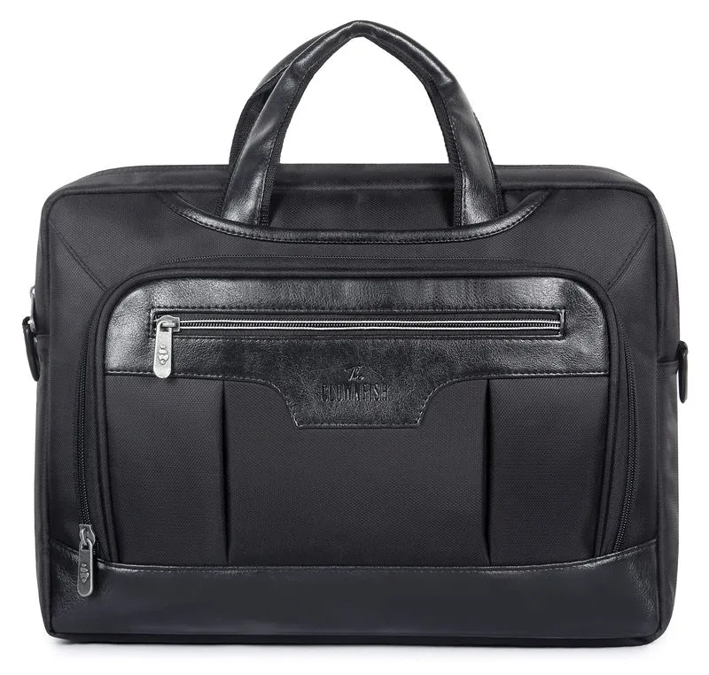 THE CLOWNFISH Bronson Faux Leather Unisex 15.6 inch Laptop Messenger Bag Briefcase (Brown)