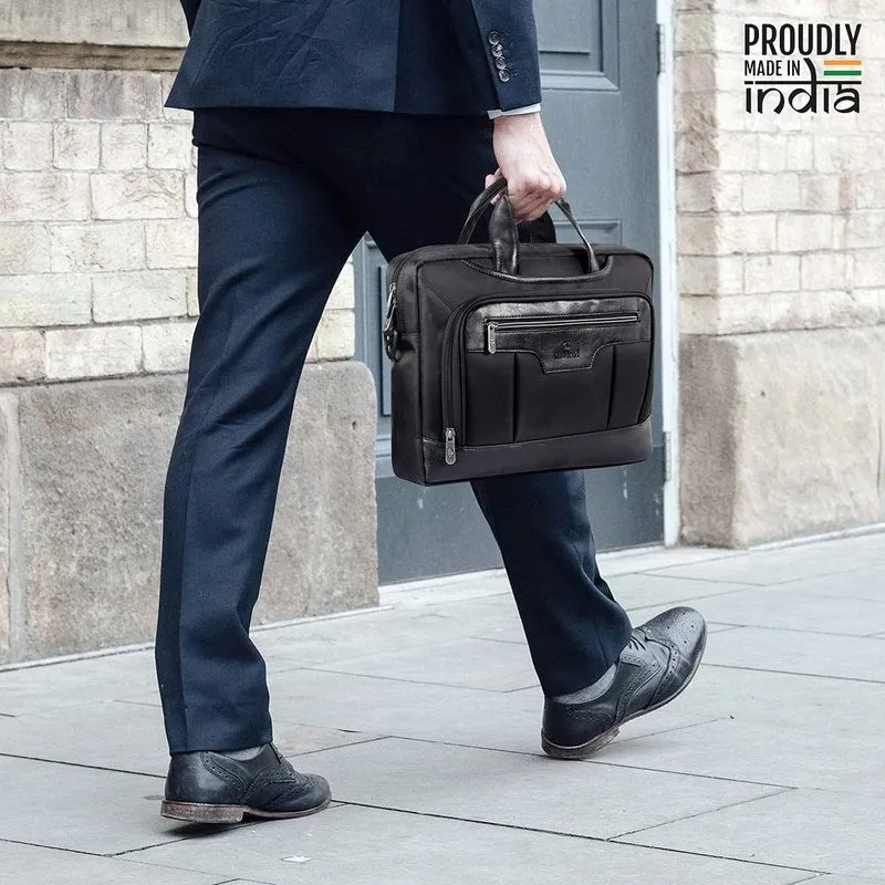 THE CLOWNFISH Bronson Faux Leather Unisex 15.6 inch Laptop Messenger Bag Briefcase (Brown)