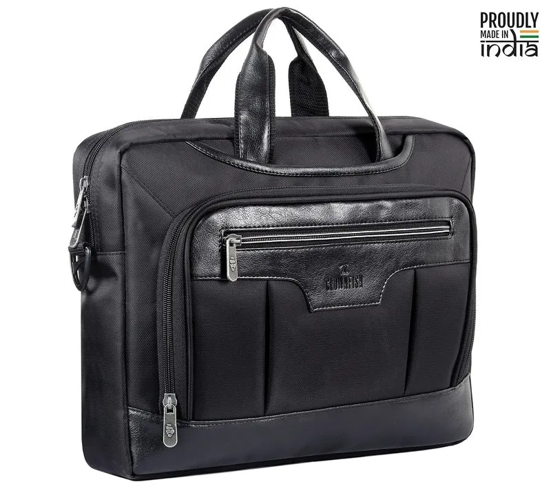 THE CLOWNFISH Bronson Faux Leather Unisex 15.6 inch Laptop Messenger Bag Briefcase (Brown)