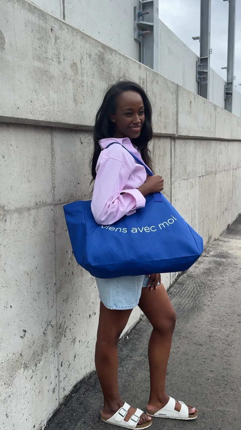 The Everywhere Tote Bag - Royal Blue & White