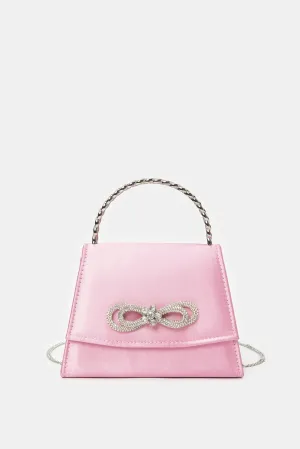 Women Pink Embellished With Hop Handle Evening Clutch
