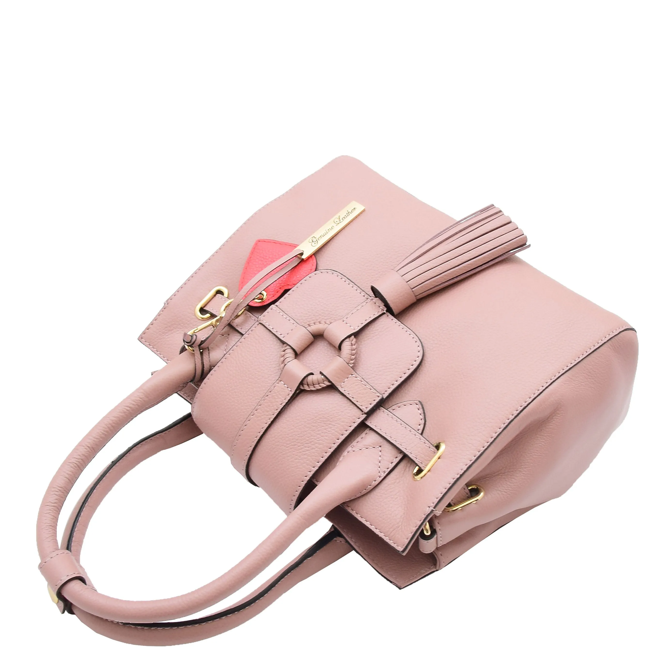 Womens Genuine Leather Handbag Tote Hobo Top Handle Dress Bag Claudia Baby Pink