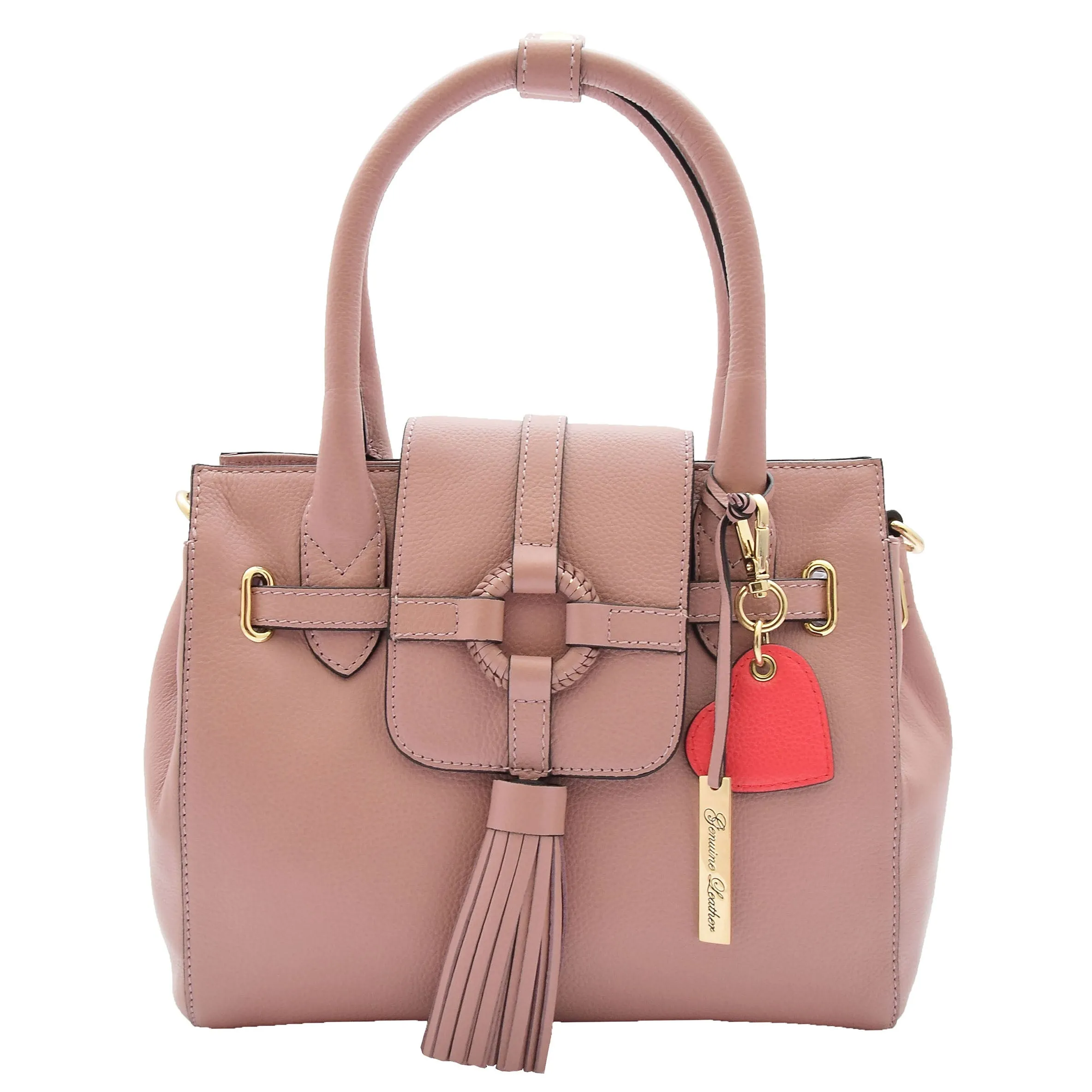 Womens Genuine Leather Handbag Tote Hobo Top Handle Dress Bag Claudia Baby Pink